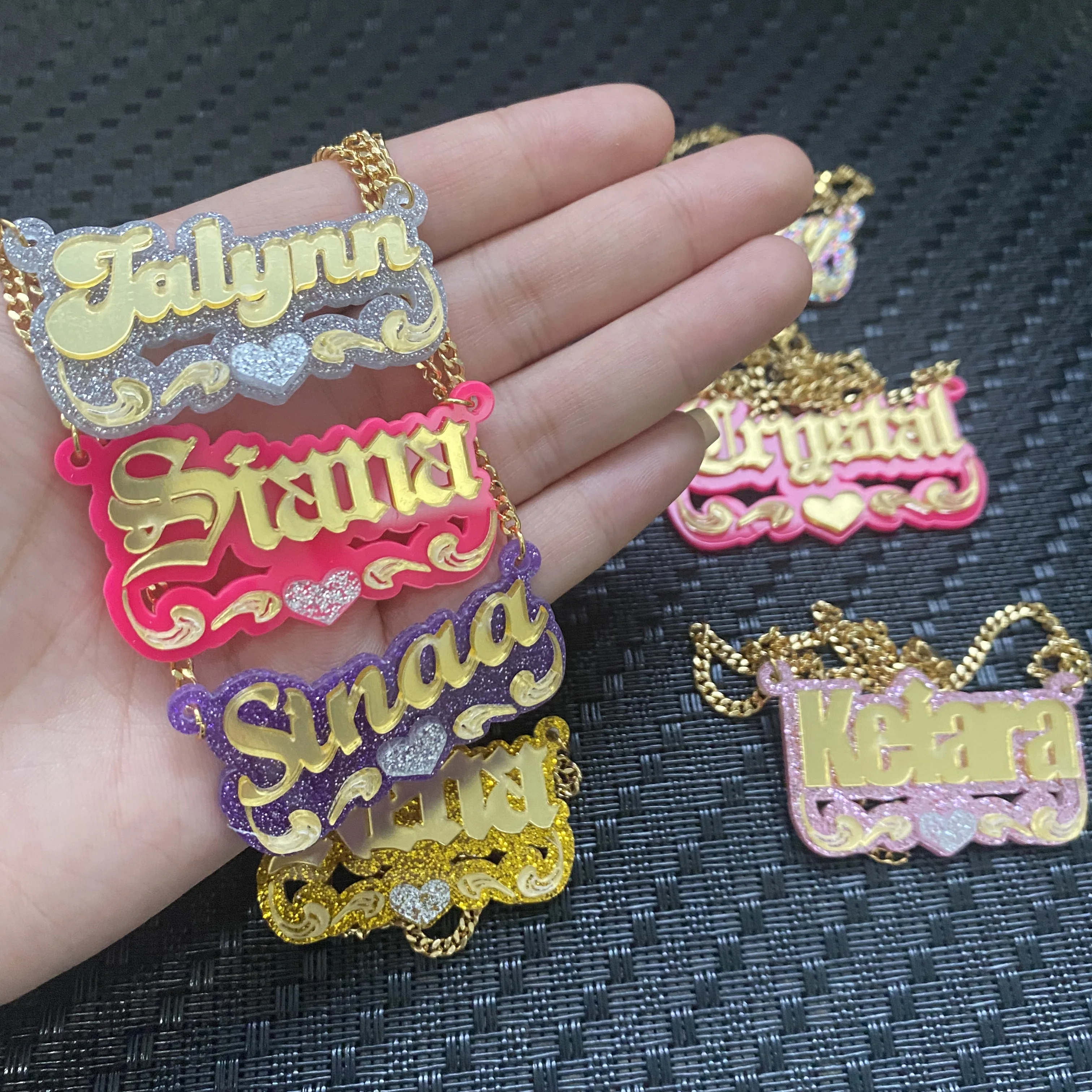 Custom Acrylic Necklace Personalized Name Necklaces Nameplates Acrylic Choker Pendant for Women Girl Kids Jewelry Gift