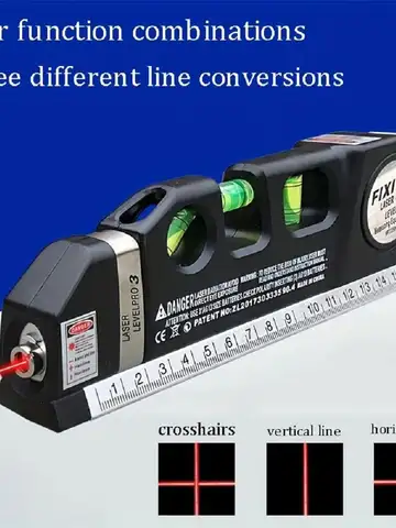 Easy to Use Laser Level Line Tool Multipurpose Laser Level Kit Standard Cross Line Lase 8 Feet Measure Tape Ruler
