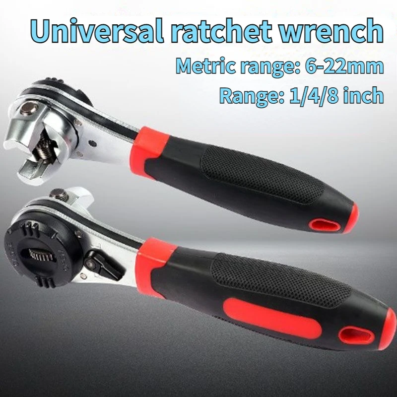 

6-22mm Universal Ratchet Wrench Adjustable Socket Torque Ratchet Adapter Multifunctional Quick Spanner Sleeve Hand Repair Tools