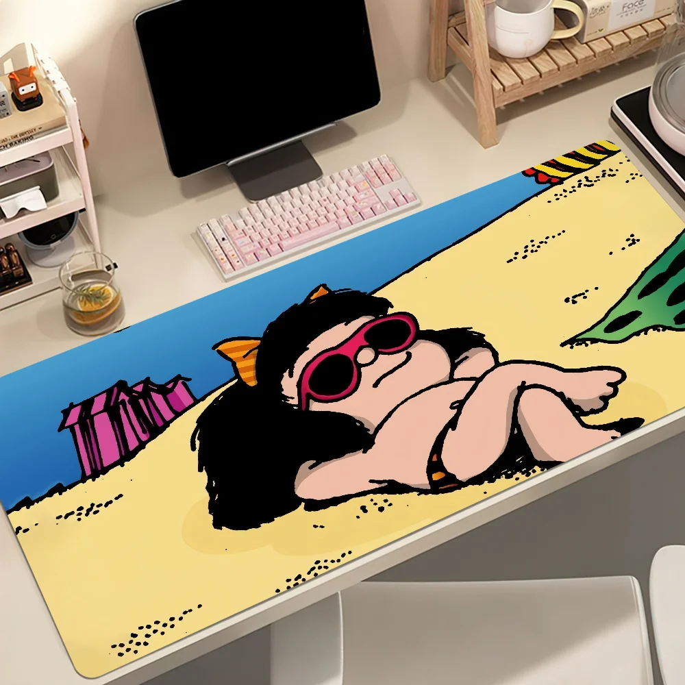 Alfombrilla de Ratón con Diseño de Mafalda, Antideslizante, Gruesa, para Estudiantes, para Juegos, con Borde Cosido, para Oficina
