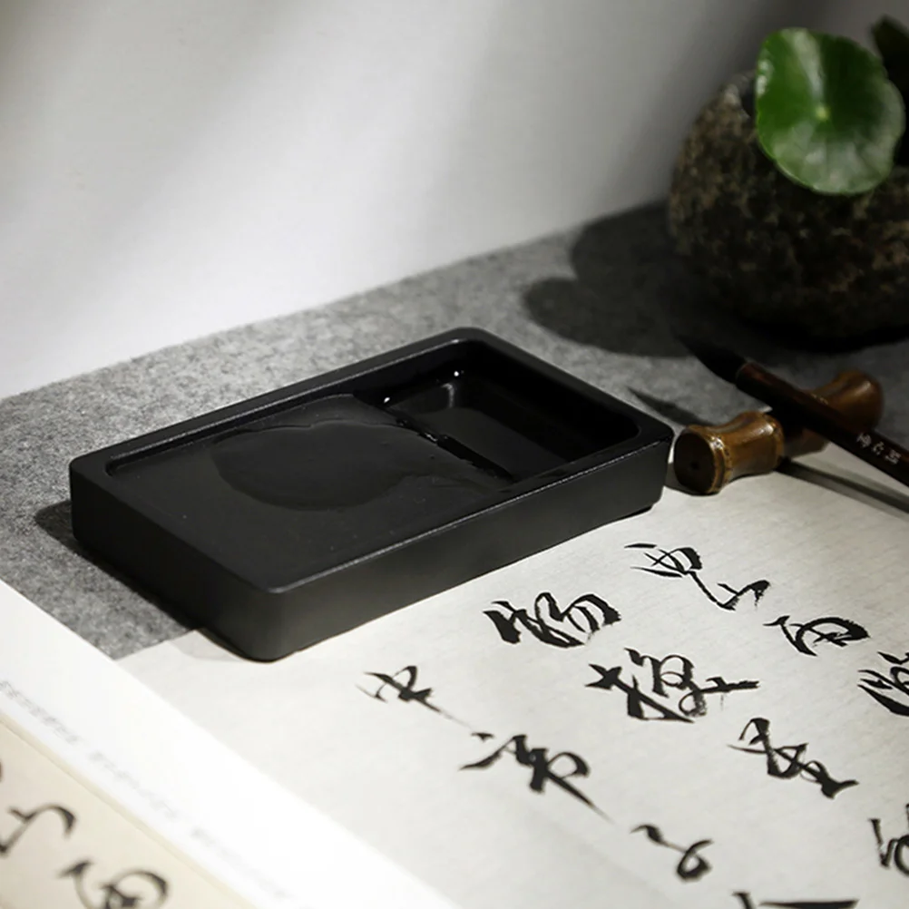 1pc Student Calligraphy Inkstone Two-sided Inkslab Lightweight Portable Inkstone (Plastic Material) Students Inkstone