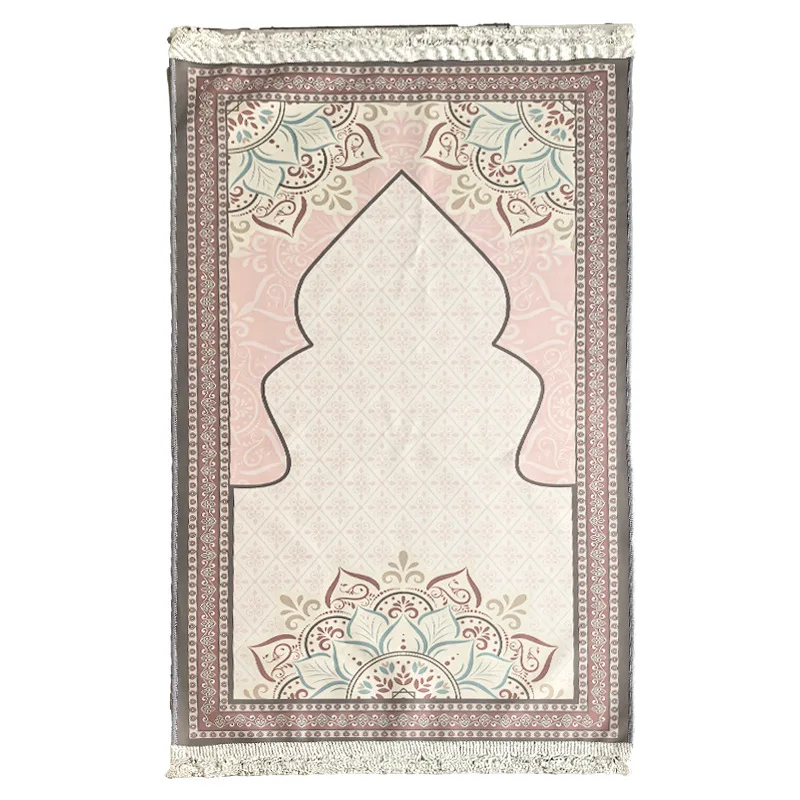 

Luxury Soft Suede Prayer Mat Microfiber Janamaz Non-Slip Printed Rug for Mosque Home