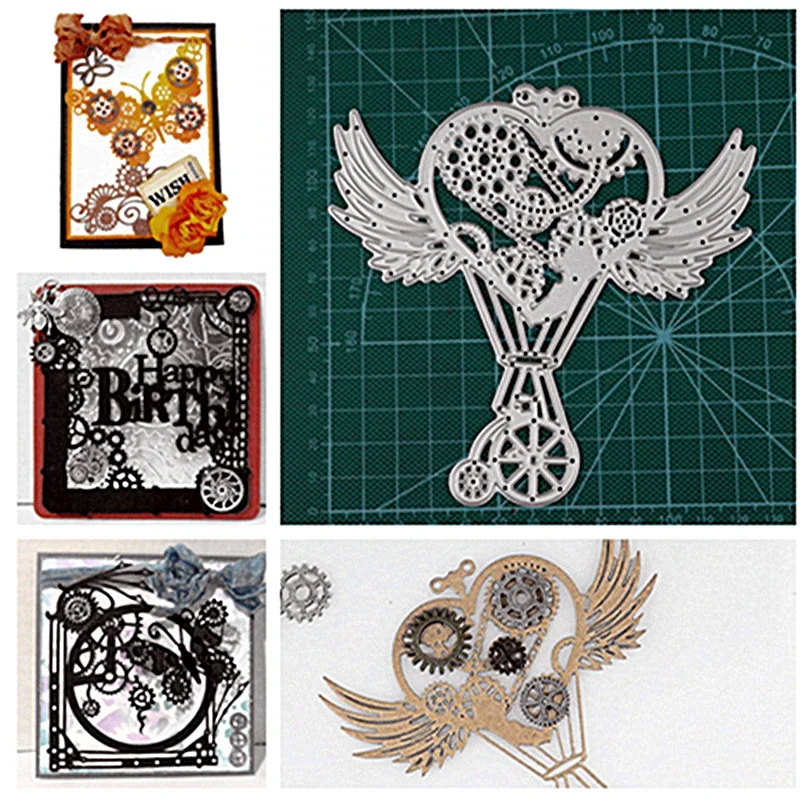 Angel Ballon Metal Cutting Die Steam Punk Butterflies Gear Dies DIY Decoration Craft Material Embossing Making Card Tools