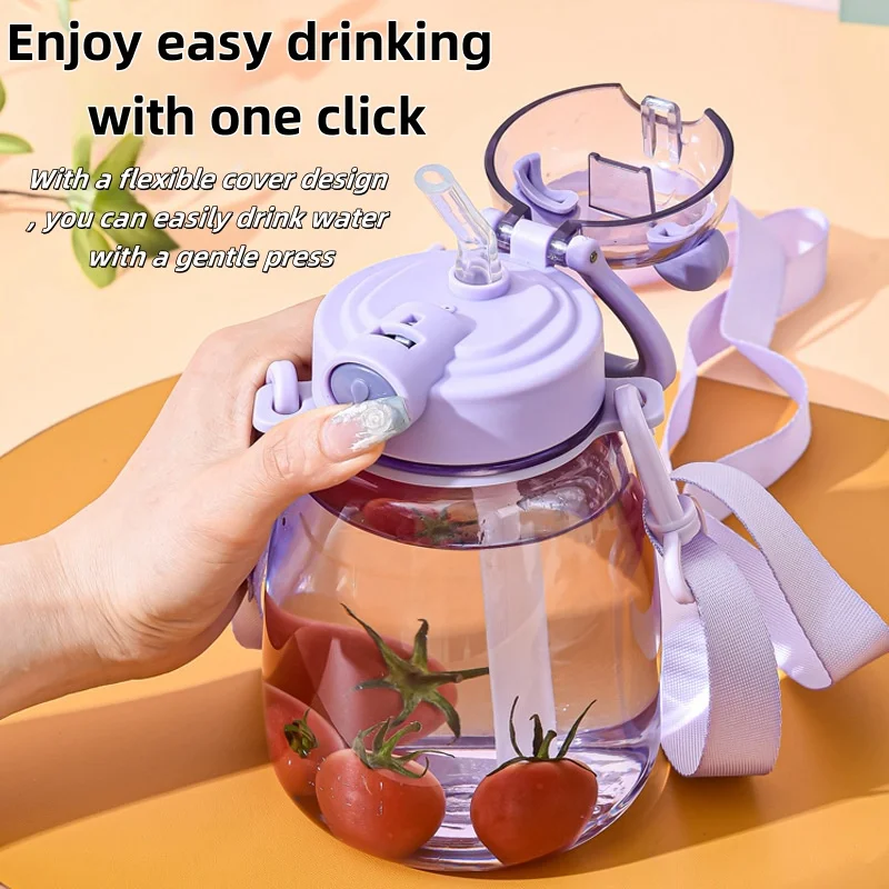 

Bear Cup Tritan Material Straw Water Cup Cute Shape 700ml Adults And Children Can Use It Suitable For Parent-child Interaction