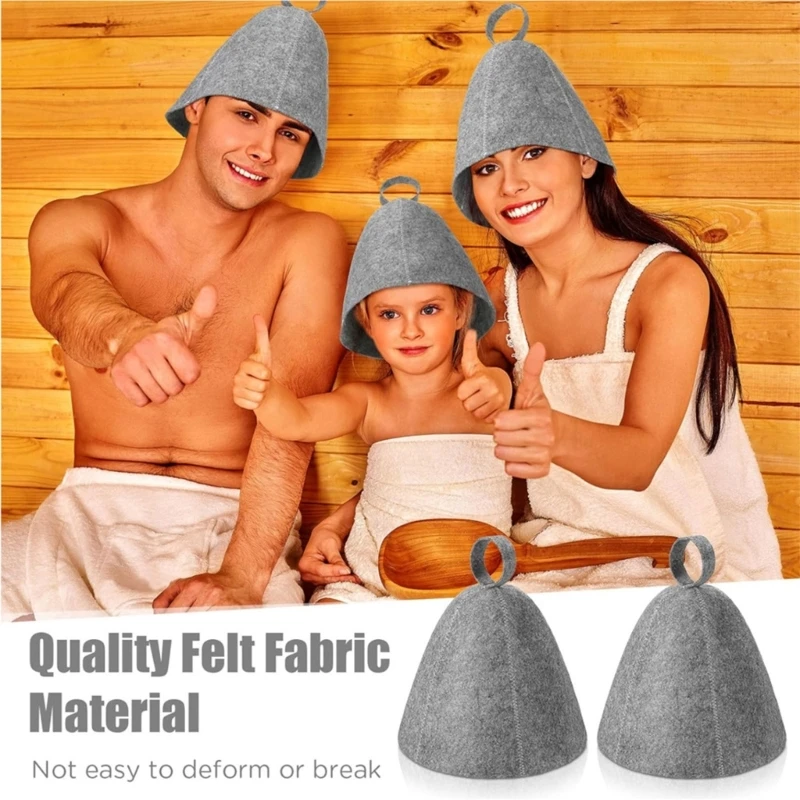 2 pezzi cappello da Sauna Anti calore addensare berretto da doccia in feltro di lana turbante per capelli asciugamano rapido cappelli per