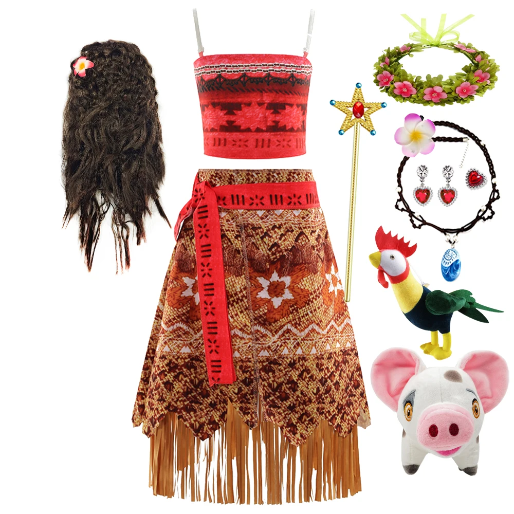 

Костюм Моаны для девочек, детский летний пляжный комплект одежды, детское карнавальное платье принцессы, наряд для девочек на Хэллоуин, косплей, праздничный наряд