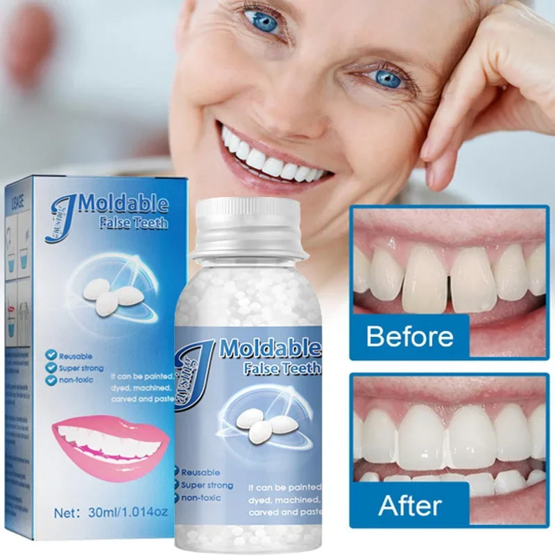 10/20/30ml cuentas de reparación de dientes temporales faltantes dientes rotos dentales moldeables dentadura postiza relleno herramientas para dientes postizos 1 ud.