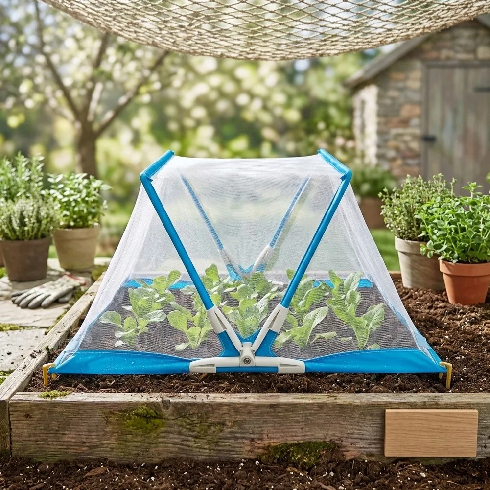Foldable Garden Plant Protection Cover Accessories Kit For Raised Beds Vegetables Fruits Flowers Insect/Bird Netting Greenhouse