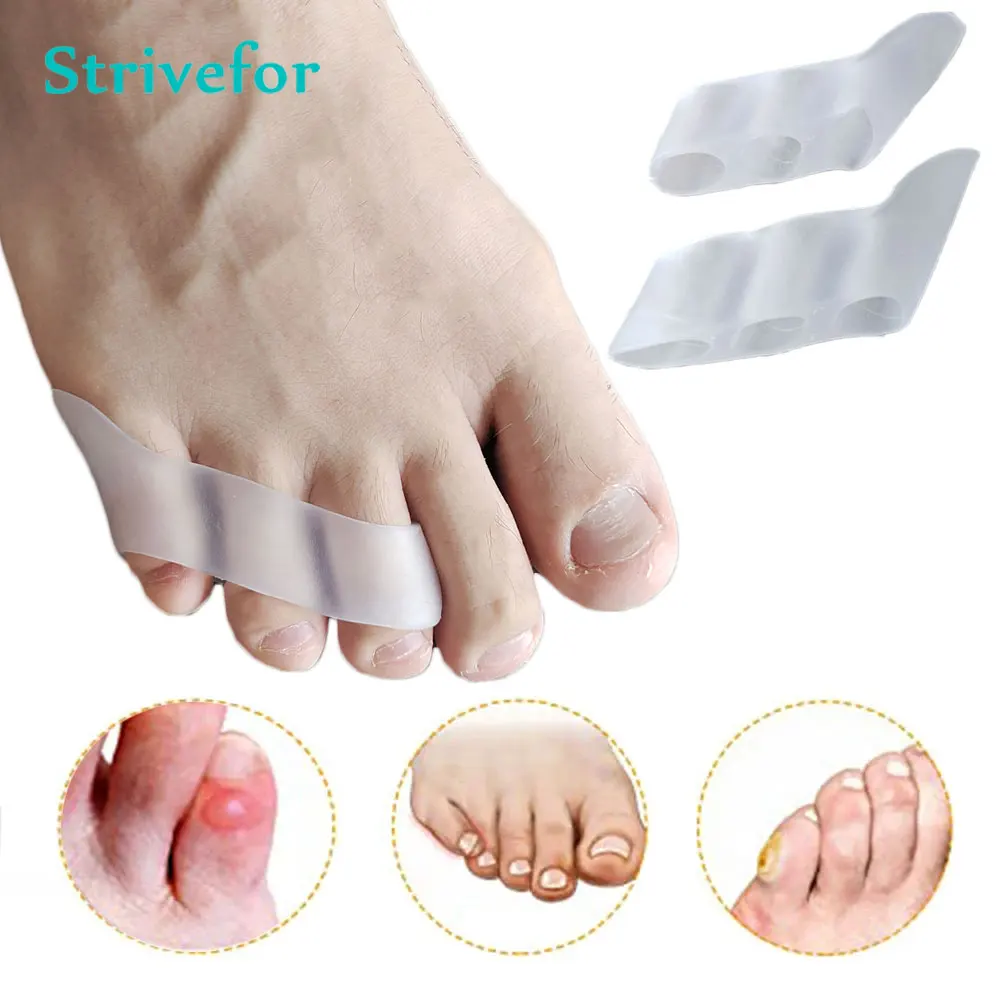 

2pcs Pinky Toe Straightener Three Hole Little Toe Separator For Curled and Overlapping Toe Night & Home Use Foot Care Tool