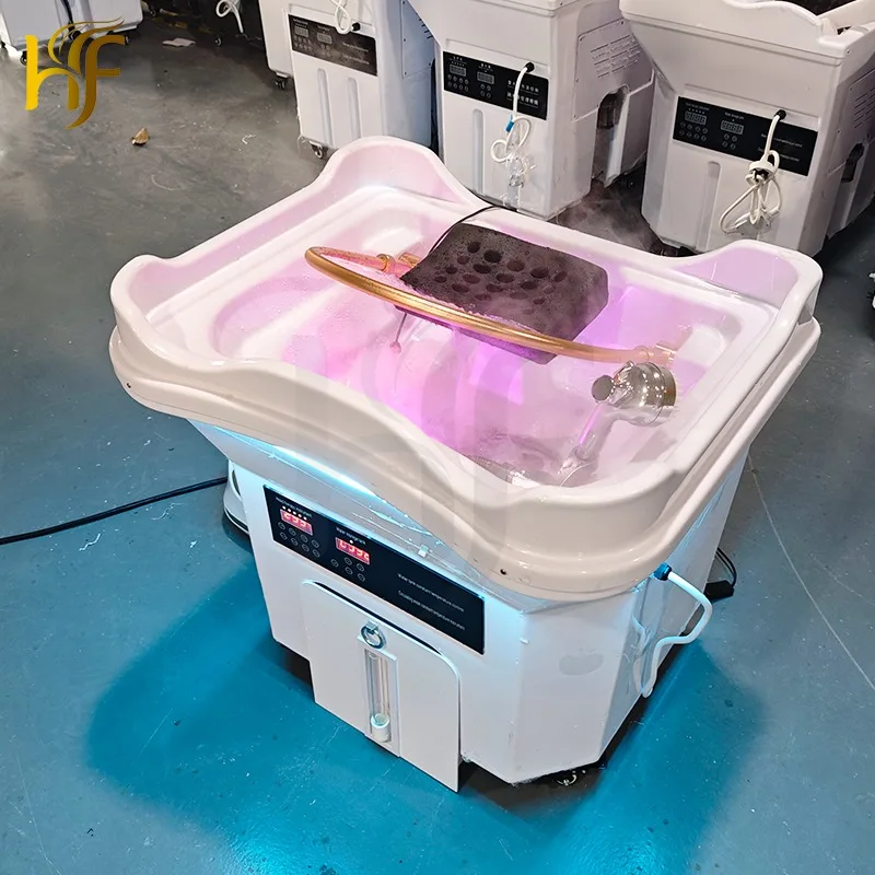 

All-in-One Head Spa Treatment Unit Shampoo Basin with 60L Storage tank Pipeless Salon Sink Japanese Water Therapy