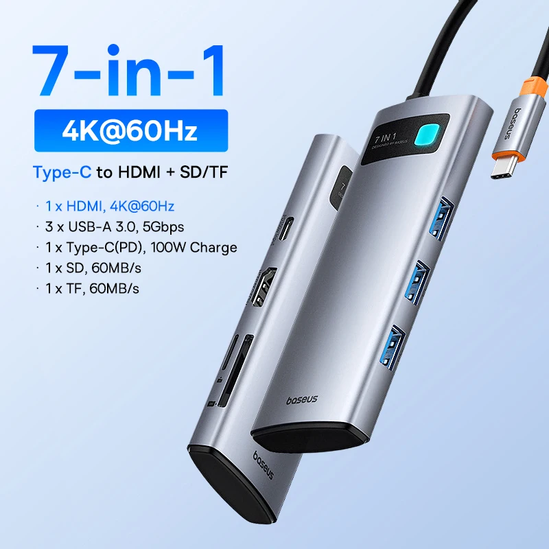 Baseus USB C HUB Dual HDMI 8K 4K Adapter 10-in-1 USB 3.2 10Gbps Splitter met RJ45 SD TF Type C PD 100W voor MacBook Pro Air HUB