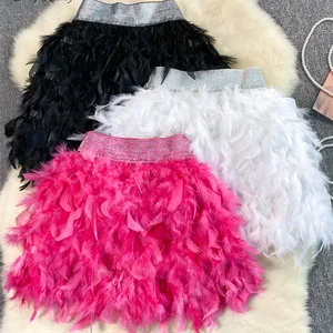 Singiny Senior Birthday Party Rock, hochwertige elastische Taille, Märchenstil, süße Federn, Abschlussballkleid 6 Hauptverkaufsrock mit Feder - №2