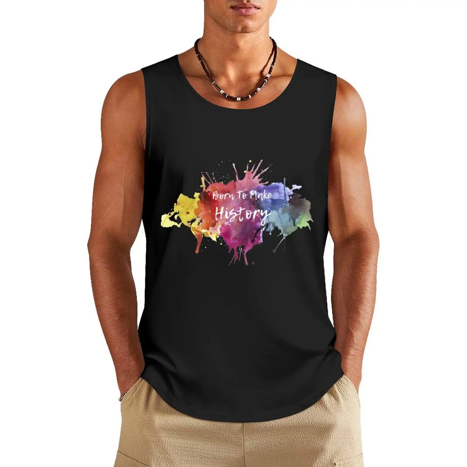 

Born to Make History Watercolour 1 Tank Top Vests Japanese t-shirt T-shirt Men's gym t-shirt for men