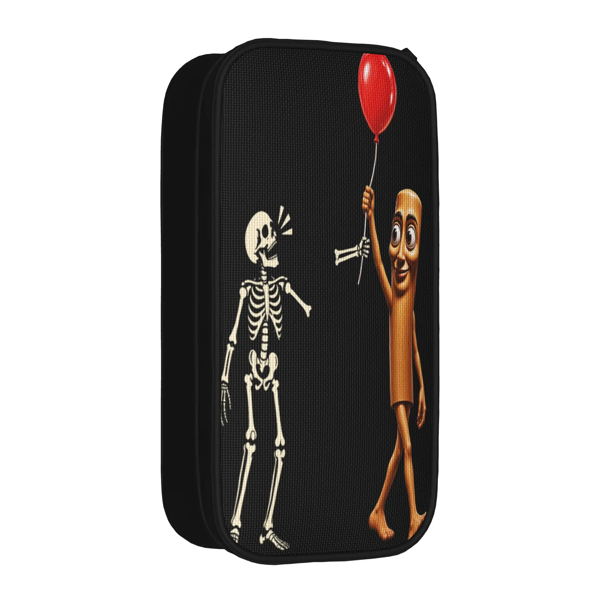 Tung Sahur Skeleton Balloon Dark Humor Creepy Halloween Pencil Case University Pencil Box Boy Zipper Retro School Pencil Cases