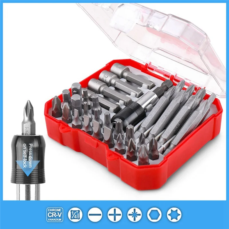 SYW-34Pcs Ratchet Screwdriver Batch Combination Plum Triangle Special-Shaped Screwdriver Home Set Box Easy Install