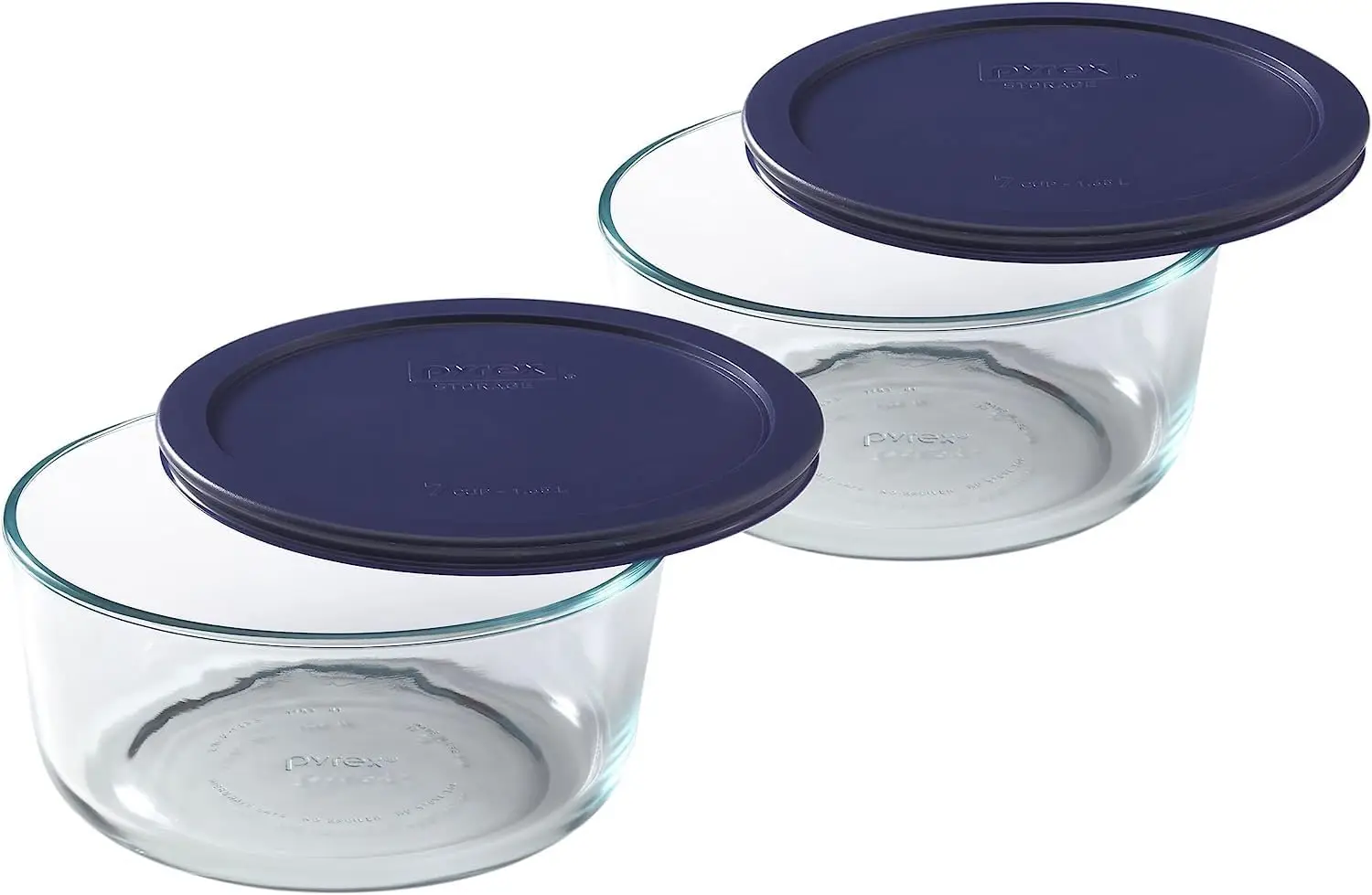 

Storage Plus 7-Cup Round Glass Food Storage Dish, Blue Cover, Pack of 2