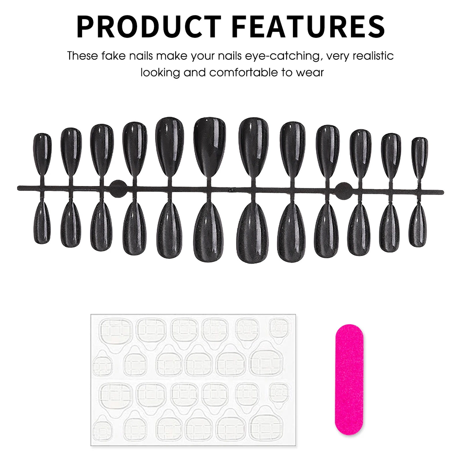 24 قطعة اللوز الأظافر وهمية رمادي اللون عيون القط اضغط على الأظافر لامعة غطاء كامل الاكريليك الأظافر كاذبة بقع DIY بها بنفسك سحر مانيكير #4