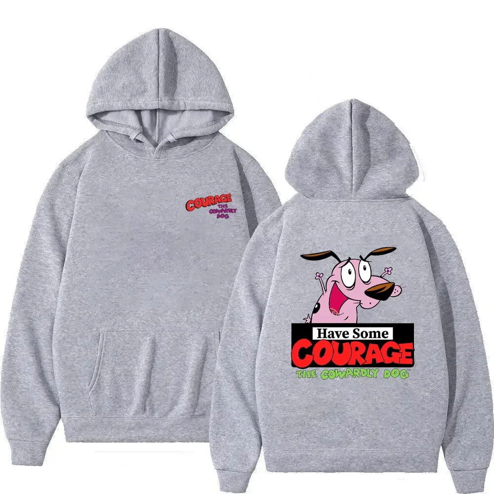 The Cowardly Dog Hoodies Long Sleeve Print Men Women Fashion Drop-shoulder Sleeve Sweatshirt Vintage Cartoon '90s Classic Hoodie
