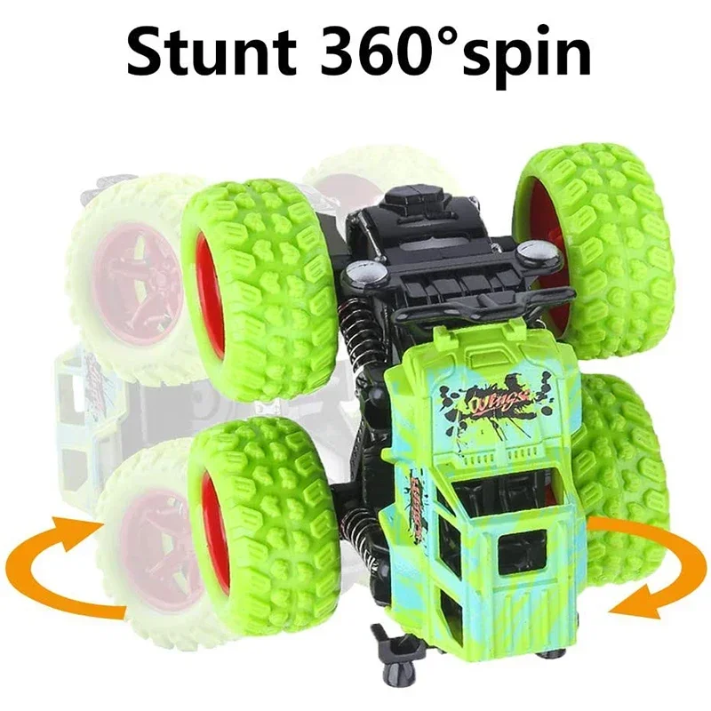 4pcs Double-Sided Amazing Pull Back Off-Road Vehicle for Kids - 4WD Inertia Stunt Drive Toy Car as a Perfect Children's Gift