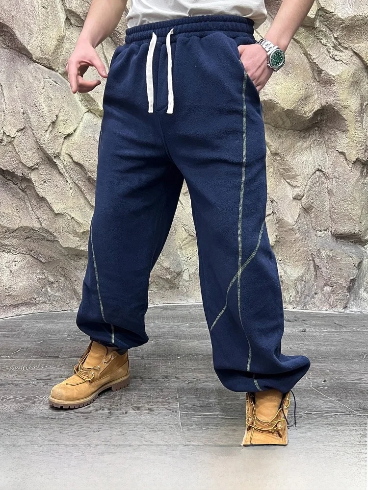 في الهواء الطلق الوزن الثقيل Thiened الشتاء عارضة السراويل ex Fce اصطف الدافئة Trasuit السراويل مخطط مستقيم الساق السراويل #1