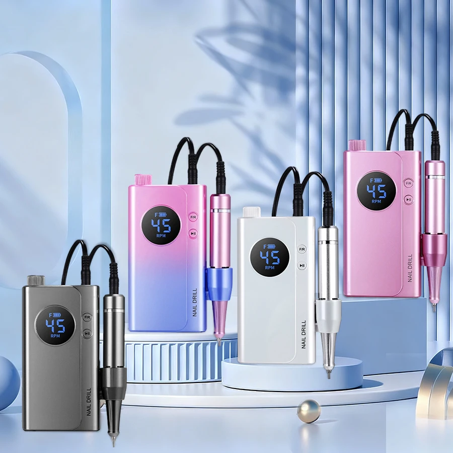 Taladro eléctrico profesional para uñas, herramienta de manicura para esmalte de uñas de Gel portátil recargable de 45000RPM para uso doméstico en salón