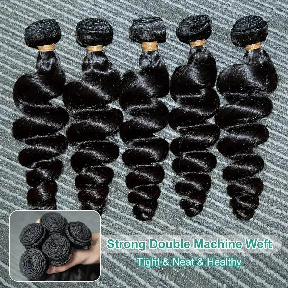 Mechones de ondas sueltas, mechones crudos, cabello humano brasileño sin procesar, mechones rizados de onda profunda suelta virgen, extensiones de tejido de 30 a 32 pulgadas