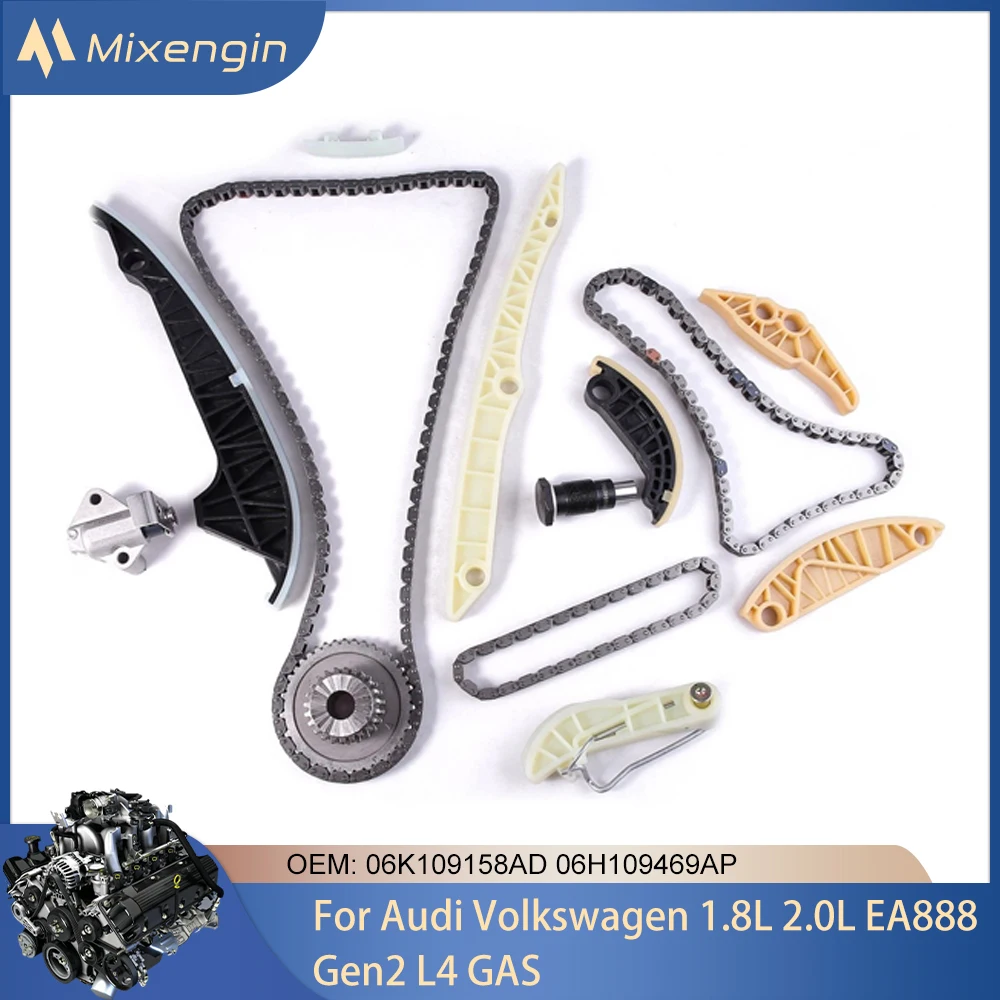

EngineTiming Chain Kit Gen2 Fit 2.0 L EA888 For Audi A3 A4 A5 A6 GTI Volkswagen VW TFSI Jetta GTI CCTA CCZA 2.0L l4 GAS 14-16