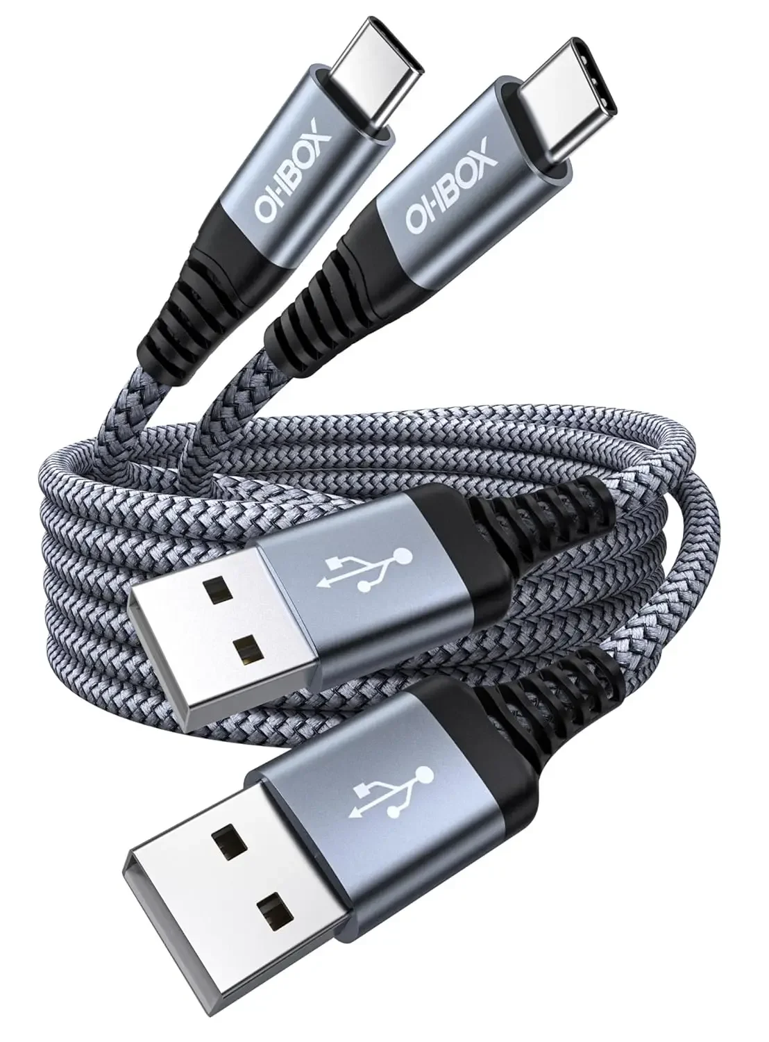 

Кабель USB-C на USB-A 60W для быстрой зарядки [2 шт., 1.8 м], кабель USB-A на USB-C для CarPlay, прочный, в оплетке