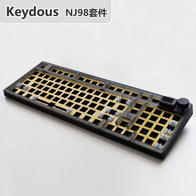 Keydous Nj98 Wireless Mechanical Keyboard Kits 3 Mode Steel Brass Plate With Knob Screen Hot Swap Gamer Mechanical Keyboard Gift