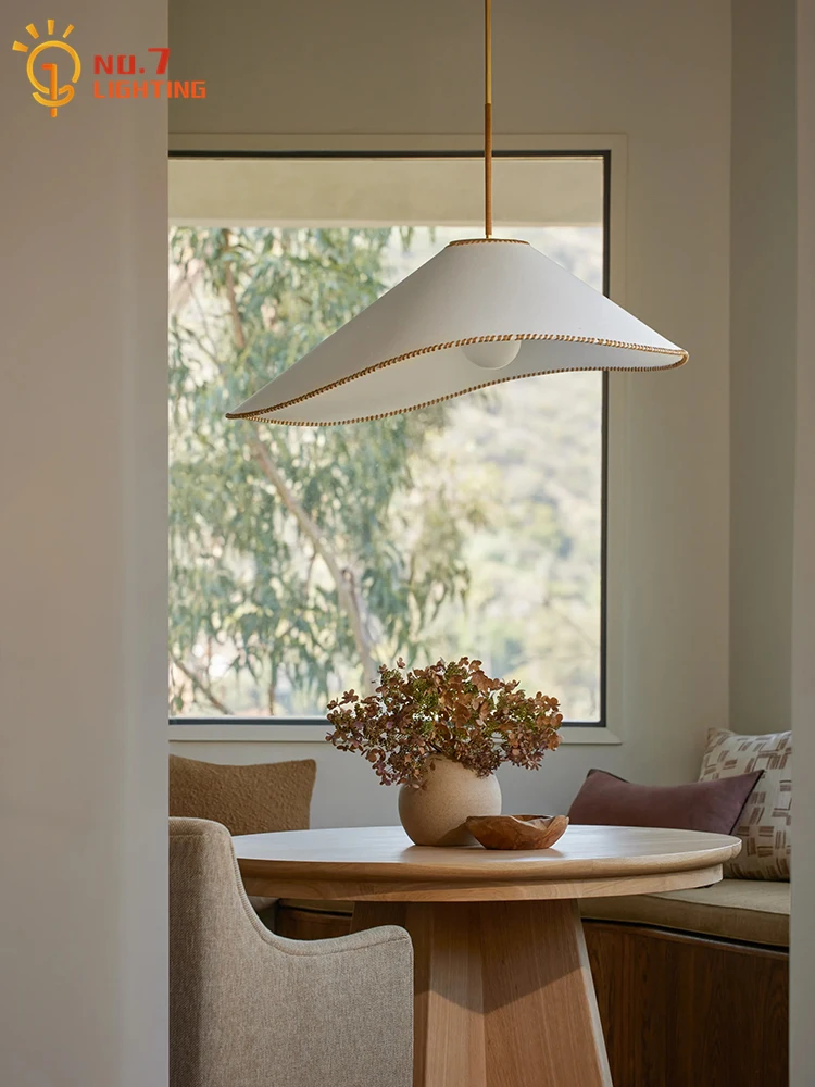 

French Design Medieval Cream Wind Hat Pendant Lamp LED E27 Art Decorative Hanging Lamp Restaurant Living Room Bedroom Hotel Cafe