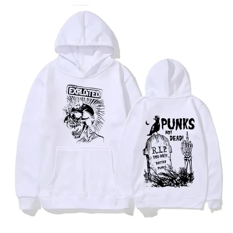 Rock Band The Exploited Not Dead Pullover Hoodie Men's Fashion Hip Hop Sweatshirts Unisex Punk Retro Oversized Hoodies Streetwea