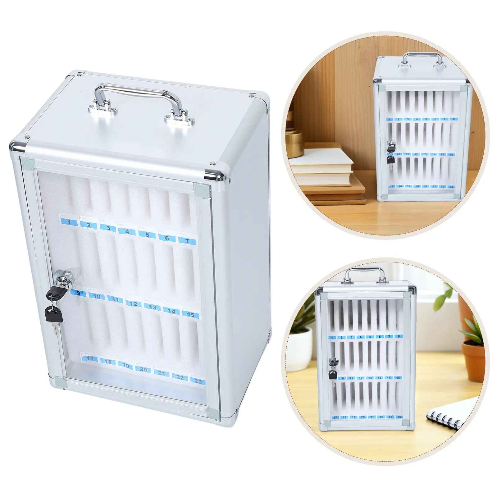 

Phone Jail Storage Cabinet 24 Slot Metal Cell Phone Locker Box Protection for Classroom Office Desktop Wall