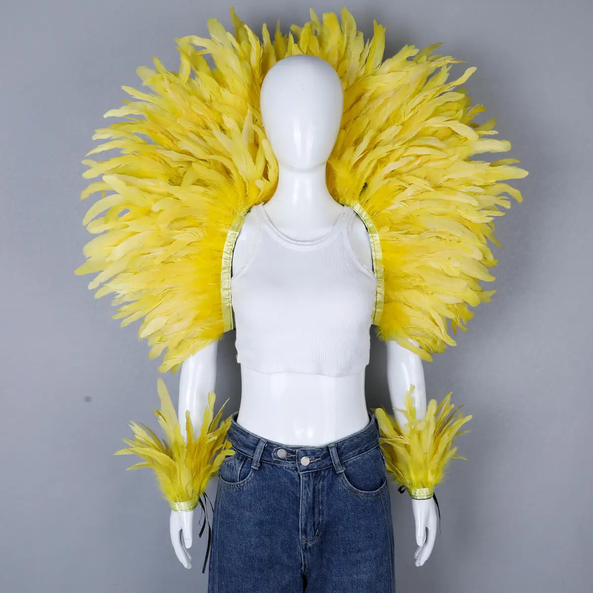 Party Karneval Elegante Damen Schal 2-teiliges Set Cosplay Feder Punk Halloween Masken Ball Feder Punk Karneval Party Set neue – Detail 1
