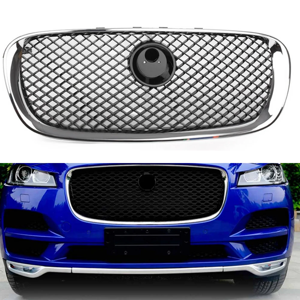 

Car Front Grille Upper Radiator Grill Exterior Racing Grills Mesh Grid Front Bumper For Jaguar XF 2008 2009 2010 2011 ABS w/logo