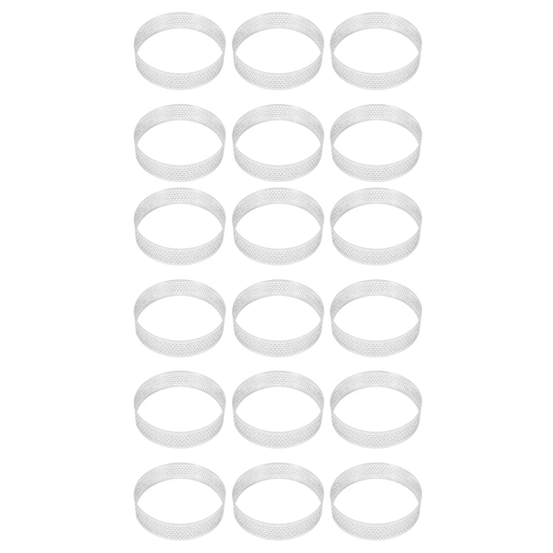 

18X Circular Stainless Steel Porous Tart Ring Bottom Tower Pie Cake Mould Baking Tools, 8Cm