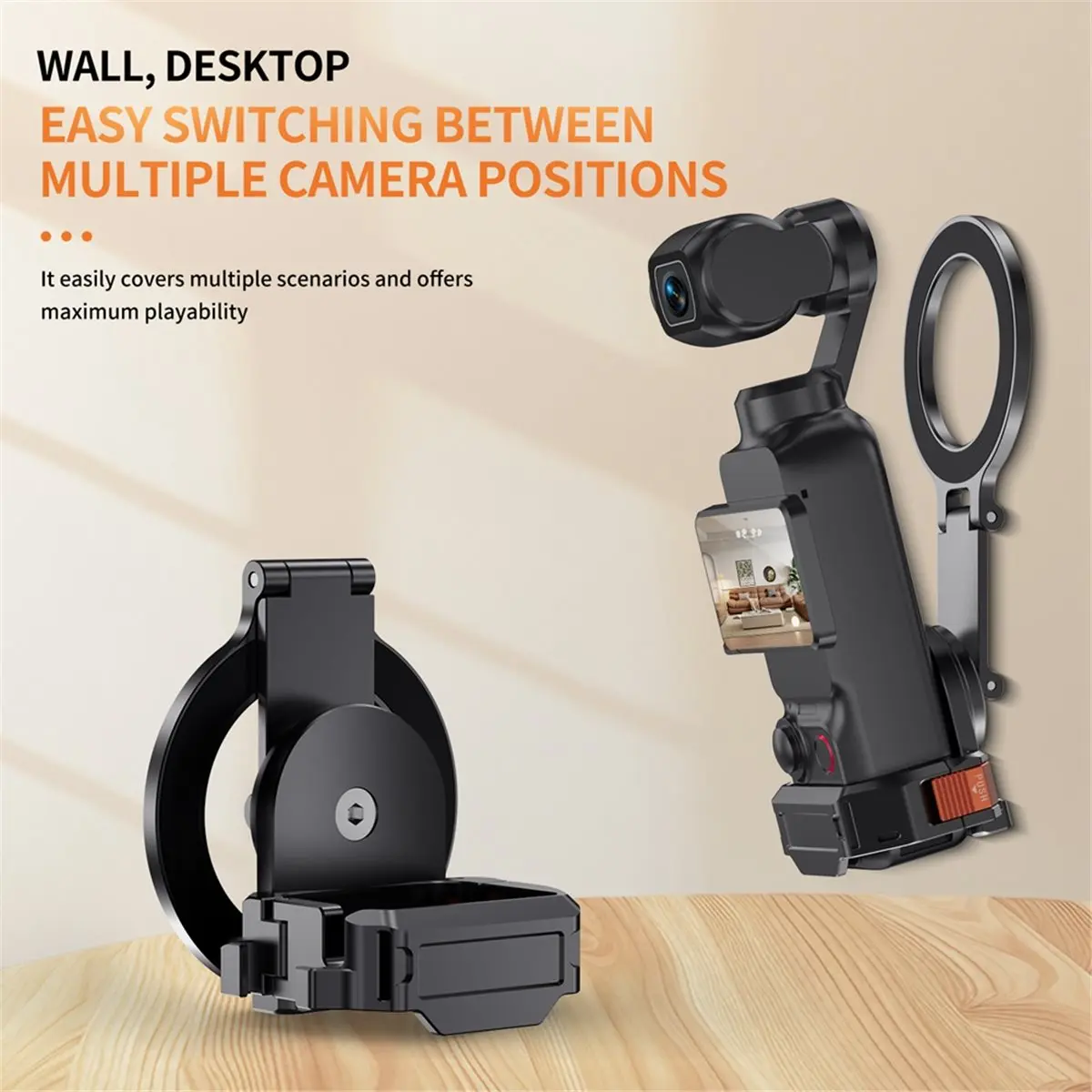 Soporte magnético para bolsillo, soporte de 3 clips para ciclismo/Vlog/accesorios multifuncionales para cámara con Base de escritorio