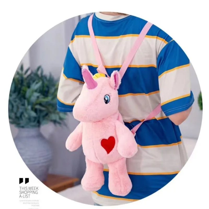 40cm Unicorn Plush Backpack Kawaii Fluffy Children\'s Schoolbag Soft Stuffed Animal Bag Cute Mini Plushie Bag Toy Gifts For Kids