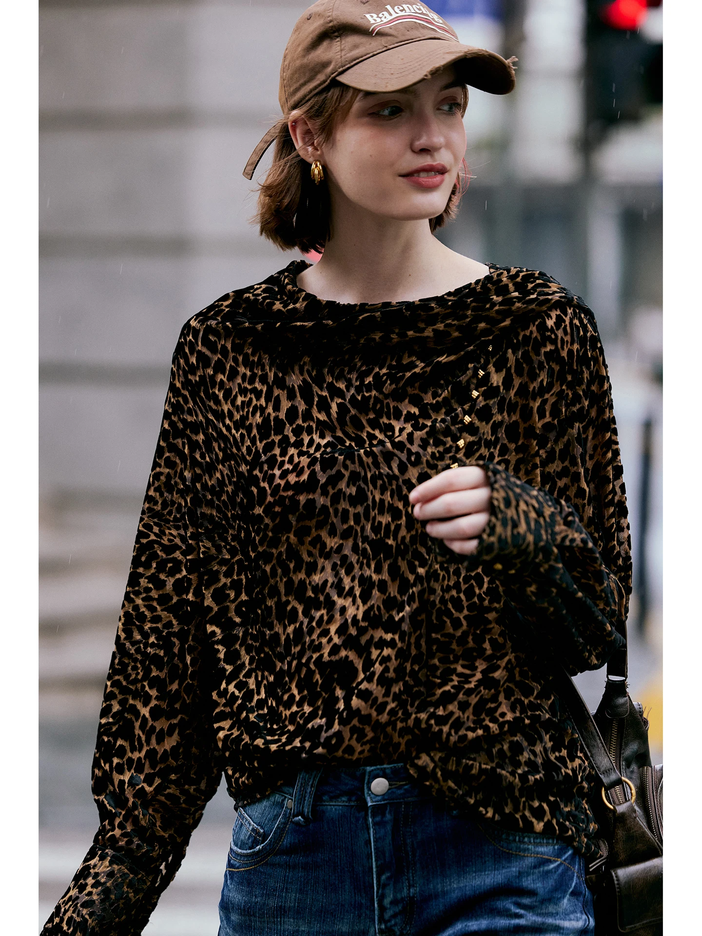 Luna7xi Retro Leopard Print Sash Shirt Women's Loose Long Sleeve Inner And Outer Wear Autumn Design Korean Style Commute Wind