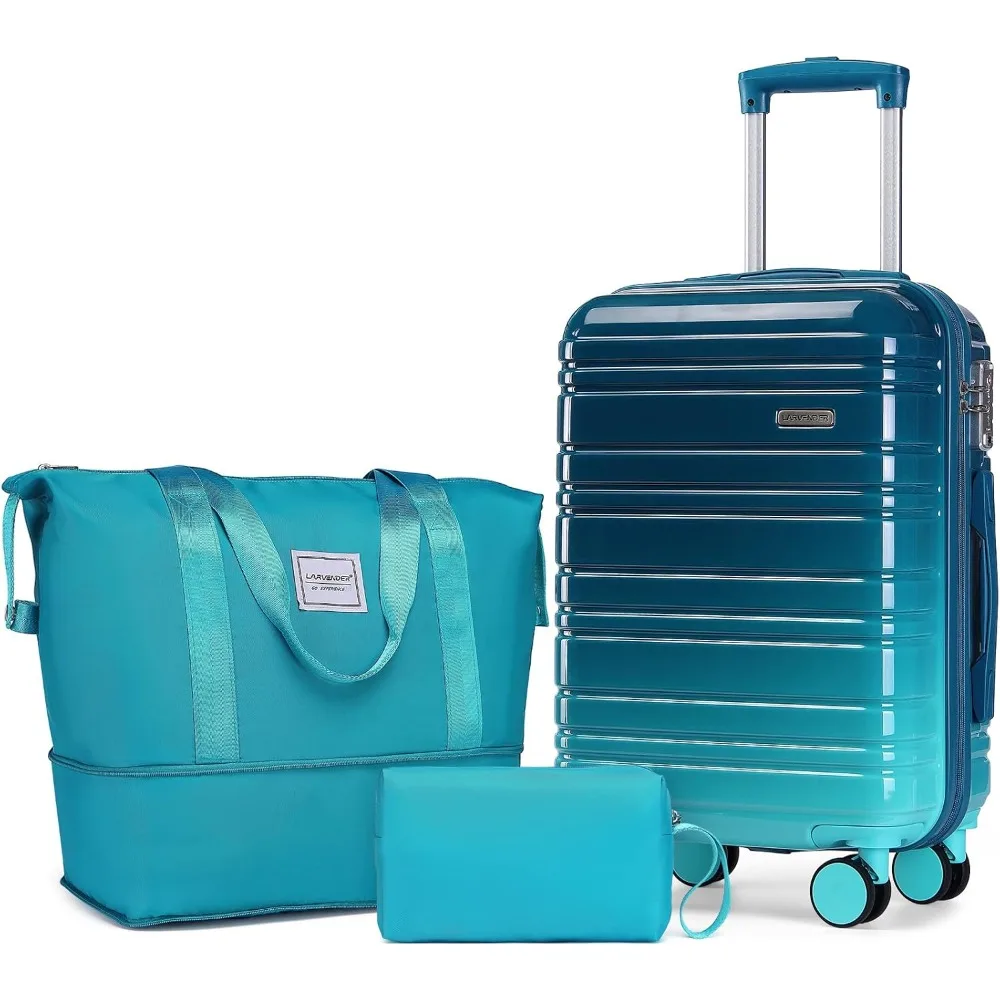 

20 Inch Carry on Luggage 22x14x9 Airline Approved Hardside PC+ABS Suitcase Set with Spinner Wheels TSA Lock