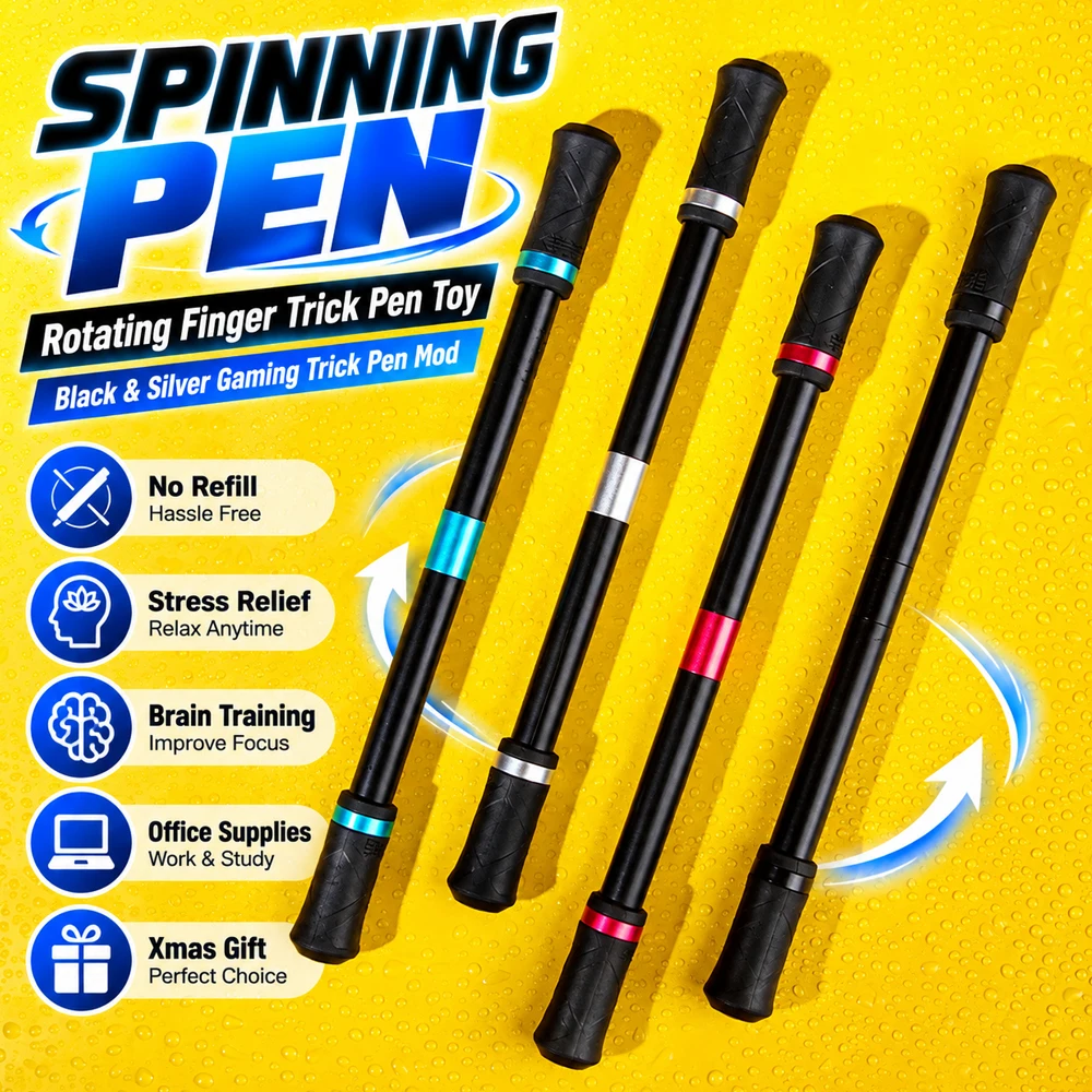 Spinning Pen Rotating Finger Trick Pen Toy Gaming Trick Pen Mod with Tutorial for Stress Relief, No Refill, Brain Training Toys