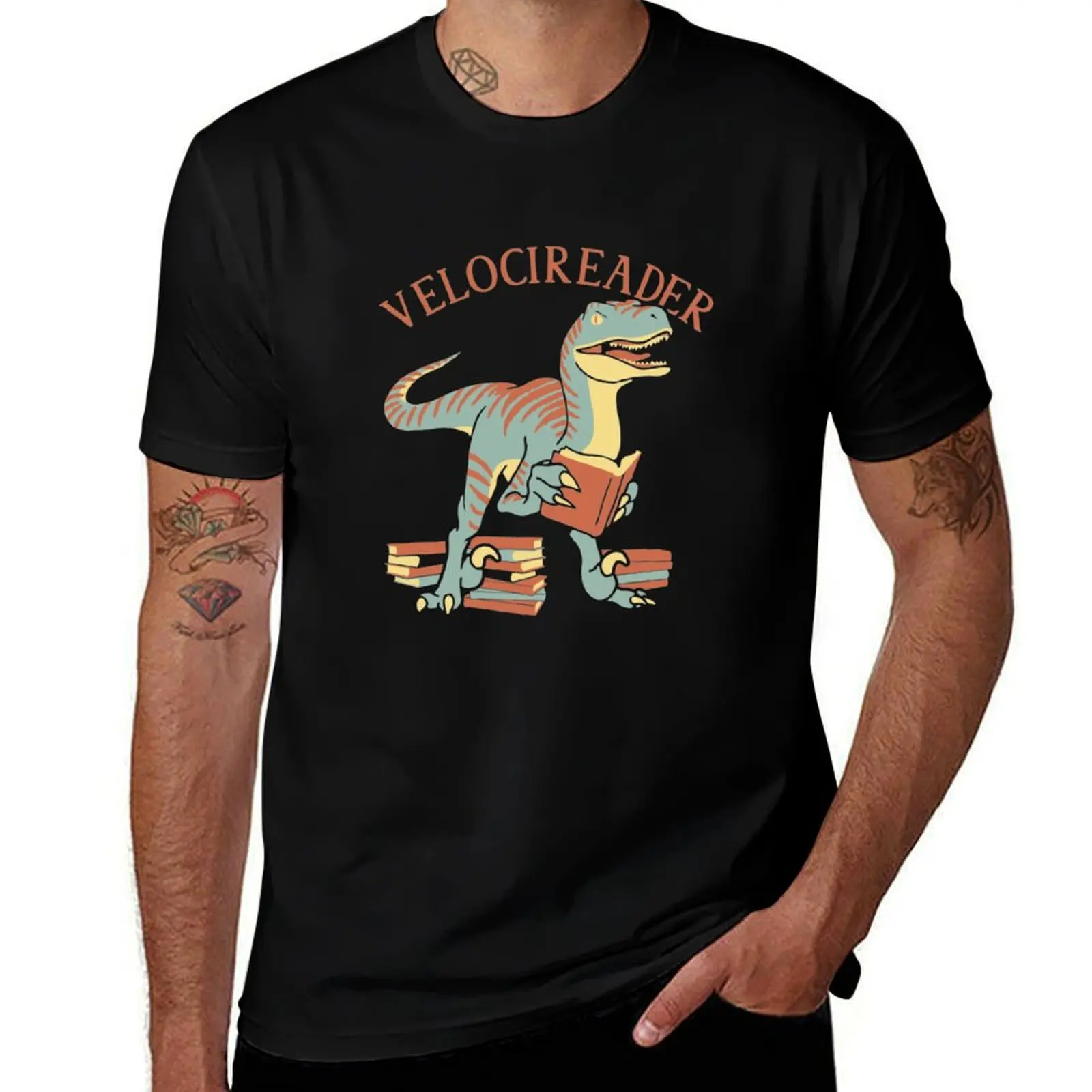 Velocireader awesome velociraptor back to school T-Shirt Festival Casual Short Sleeve