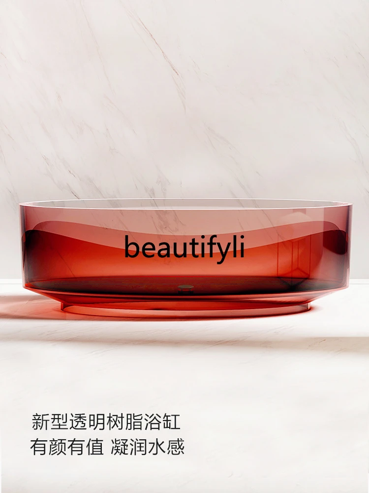 

Free-standing transparent bathtub oval crystal resin color bathtub