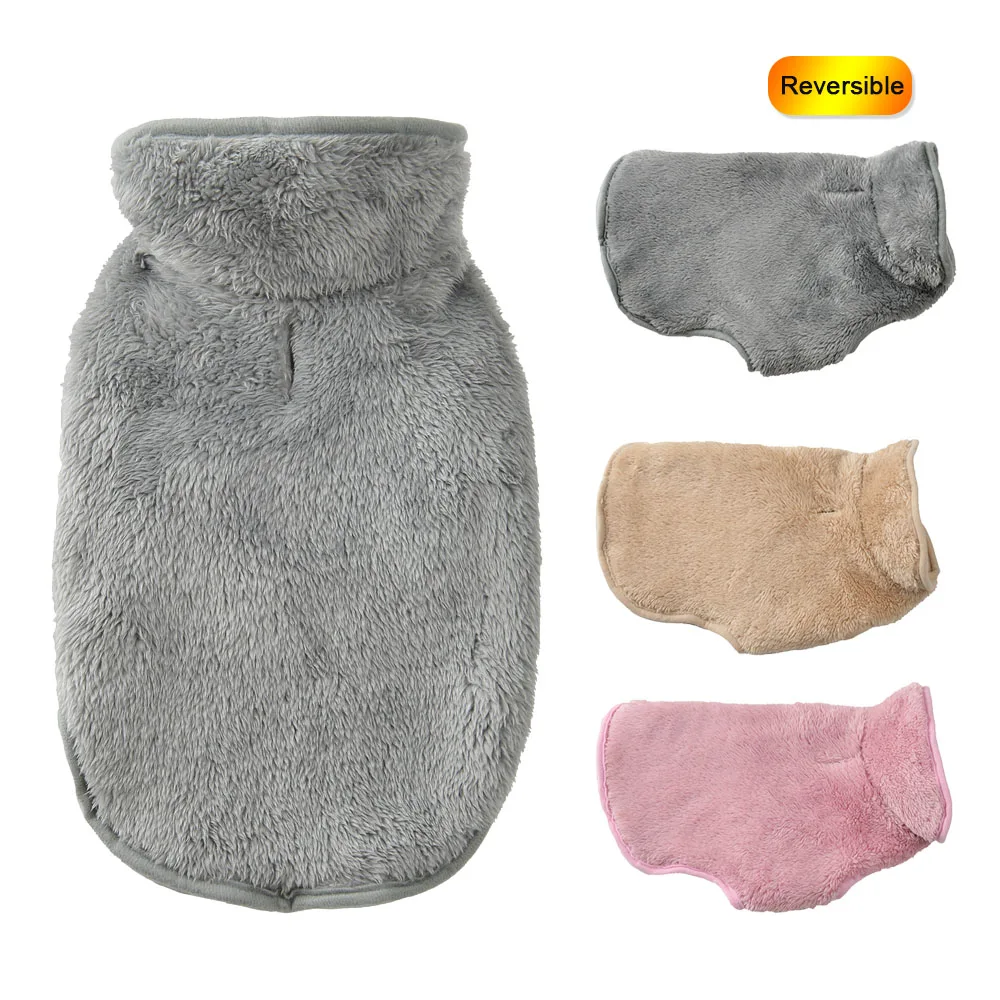 Reversible Pet Coat Winter Warm Big Dog Clothes For Small Medium Dogs Cats Soft Fleece Puppy Sweater Jacket Yorkie Pug Costume
