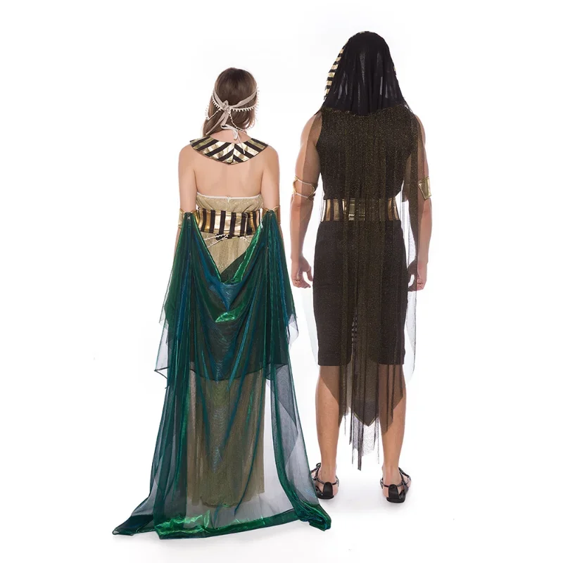 Halloween Ancient Egypt Egyptian Pharaoh Costume for Men King Cleopatra Queen Cosplay Myth Goddess Party Medieval Couple Dress