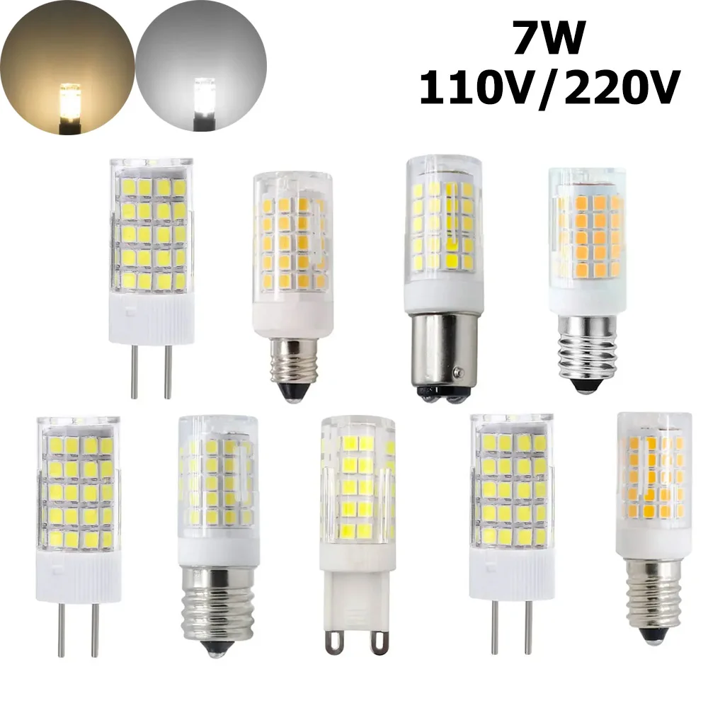 

Dimmable 7W LED Corn Light Bulb G4 G8 GY6.35 G9 E14 E12 2835SMD Super Bright LED Lamp 3000-6000K White Light for Home 110V/220V