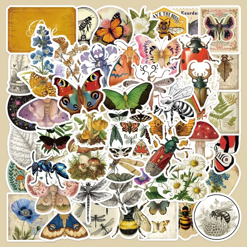 50pcs Vintage Plant Sample Fragments Series Graffiti Stickers Suitable for Helmet Desktop Wall Decoration DIY Sticker Pack