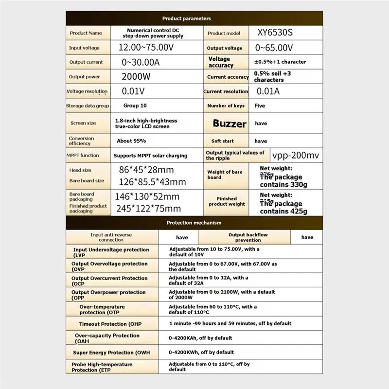 AT43-XY-6530S CNC DC Módulo de fonte de alimentação regulada ajustável 65V/30A/2000W Tensão constante e corrente constante