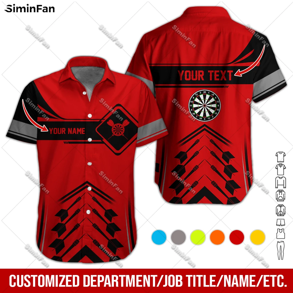 Custom Text Love Darts Colorful Mens Hawaiian Short Sleeve Shirts 3D Full Printed Male Lapel Tshirt Summer T-shirt Unisex Tee-3