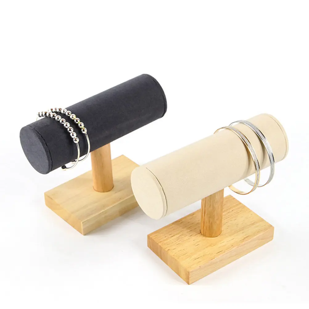 

Подставка для украшений из массива дерева, бежевая, маленькая, элегантная, для браслетов и часов, органайзер для хранения, витрина для ювелирных изделий