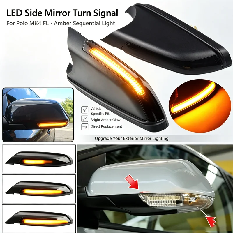 For Volkswagen Polo MK4 FL Skoda Octavia reversing rearview mirror dynamic water signal turn signal.signal lamp assembly